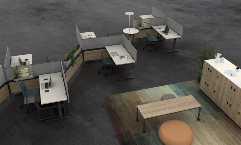 Edison Rail with Essential Desks and C9 Meeting Table